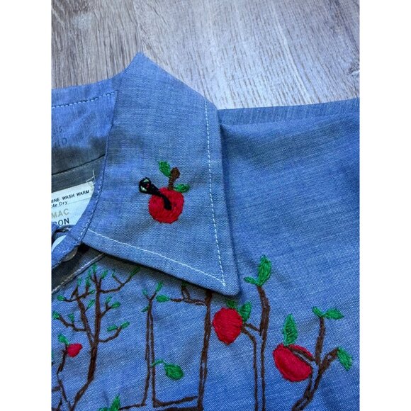 Vintage JC Penney Big Mac Cotton Chambray Sewn Button Up Shirt Art Deco Cottagec - Picture 8 of 11